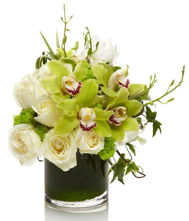 Ivory and Emerald Orchid Bouquet