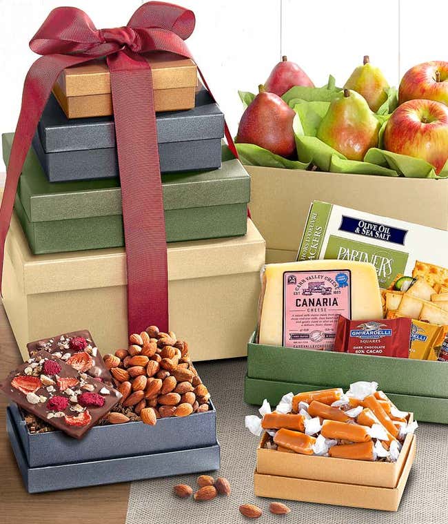 Classic Fruit, Cheese &amp; Sweets Gift Tower