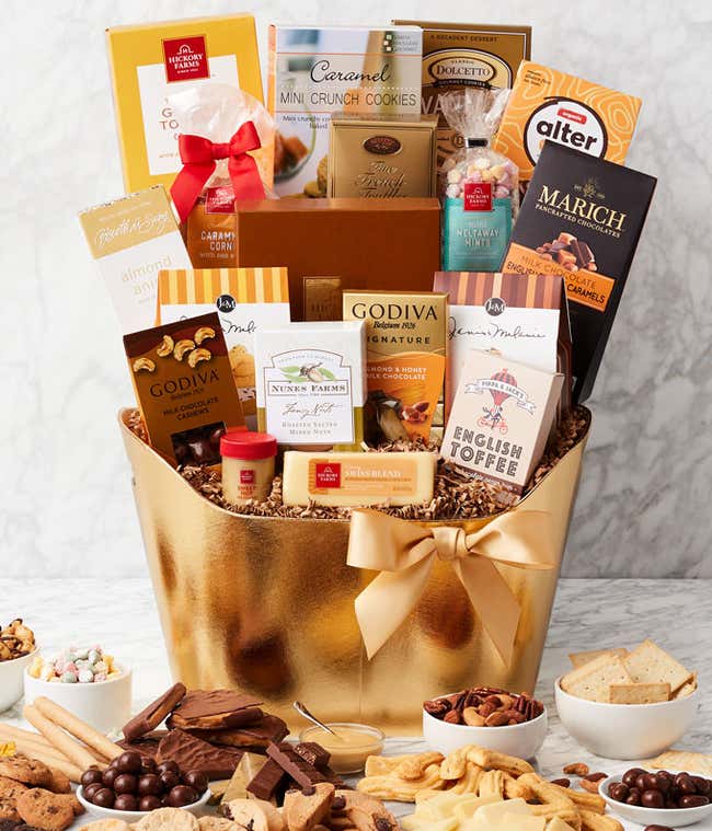 Gourmet Gilded Holiday Gift Basket