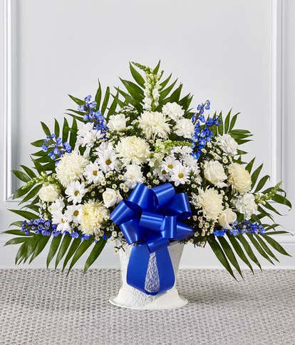 Blue & White Sympathy Floor Basket