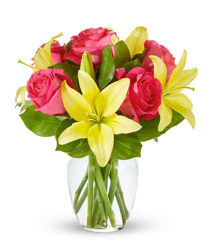 Strawberry Lemonade Rose & Lily Bouquet