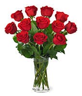 Classic one dozen red rose bouquet for delivery next day flower delivery