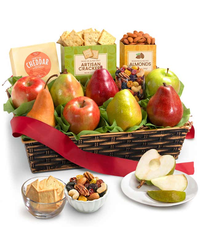 Classic Cheese &amp; Fruit Gift Basket