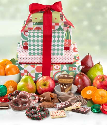 Premium Fruit & Chocolate Holiday Gift Tower