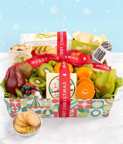 Holiday Gatherings Gourmet Fruit & Snack Gift Basket