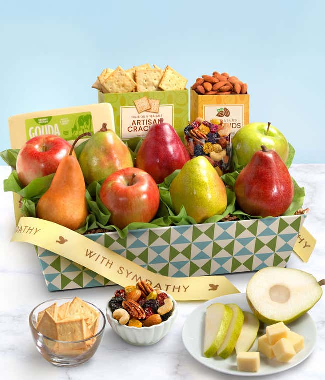 Classic Cheese &amp; Fruit Sympathy Gift Basket