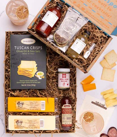 Cheese & Meat Gift Box with Tropical Pink Margarita Cocktail Kit