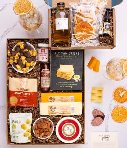 Deluxe Cheese & Charcuterie Box with Garden Party Spritz Cocktail Kit