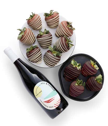 Gourmet Chocolate Dipped Strawberries & Red Wine
