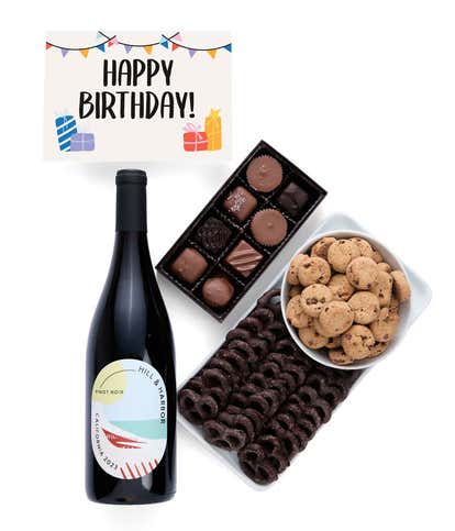 Happy Birthday! Sweet Treats Chocolate & Red Wine Gift Box