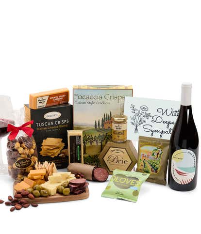 Deepest Sympathy Deluxe Charcuterie & Red Wine Gift Box