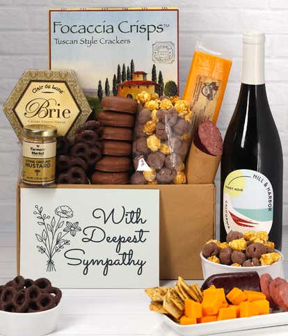Deepest Sympathy Sweet & Savory Gourmet Gift Box with California Red Wine