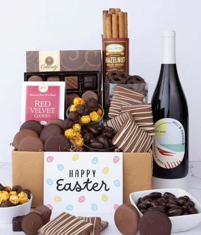 Deluxe Easter Chocolate Box with Red Wine