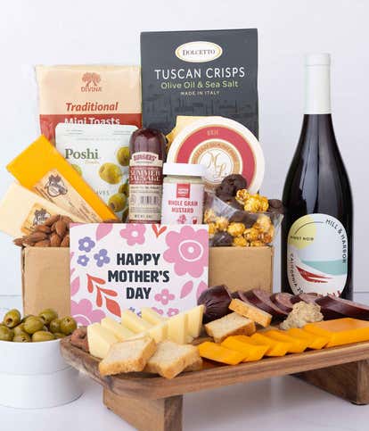Deluxe Mother's Day Cheese, Charcuterie & Red Wine