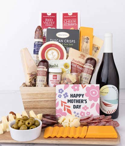 Premium Charcuterie, Cheese & Red Wine Mother's Day Gift Basket