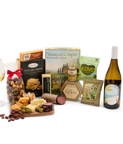 Deluxe Charcuterie, Cheese & White Wine Gift Box