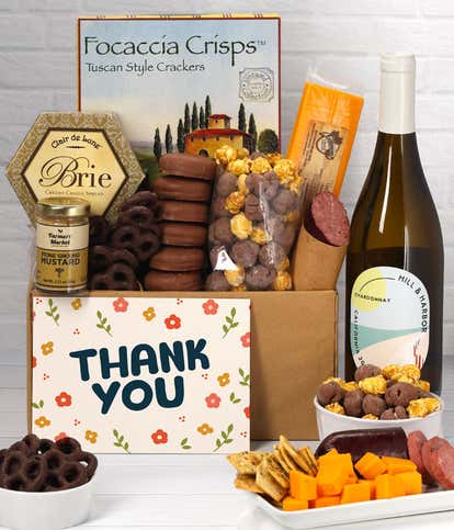 Thank You Sweet & Savory Gourmet Gift Box with California White Wine