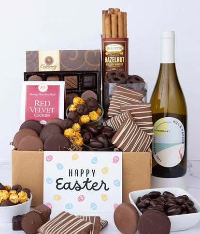 Deluxe Easter Chocolate Box with White Wine