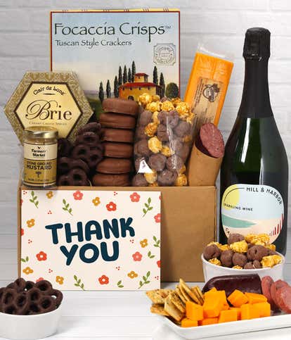 Thank You Sweet & Savory Gourmet Gift Box with California Sparkling Wine