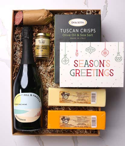 Season's Greetings Cheese, Meat & Sparking Wine Gift Box
