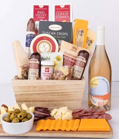 Premium Charcuterie & Ros&eacute; Wine Gift Basket