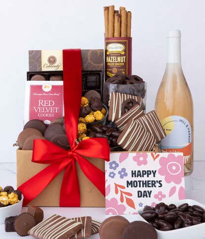 Deluxe Mother's Day Chocolate Sweets Gift with Ros&eacute; Wine