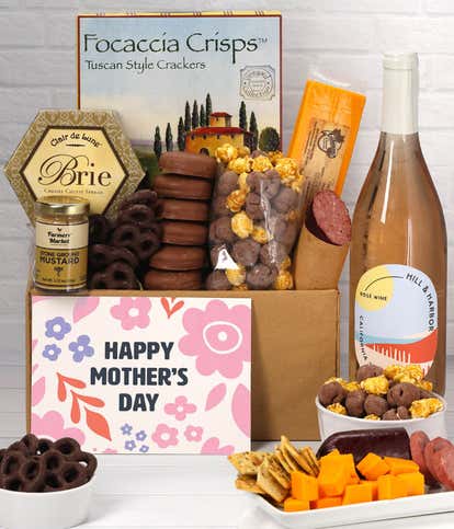 Mother's Day Gourmet Gift Box with Ros&eacute; Wine