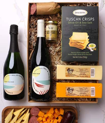Cheese & Meat Box with California Red & Sparkling Wine