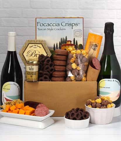 Sweet & Savory Gourmet Gift Box with California Red & Sparkling Wine