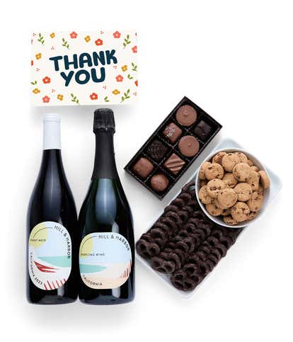 Thank You Sweet Treats Chocolate Gift Box with California Red & Sparkling Wine