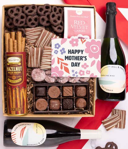 Mother's Day Chocolate Sweets Box with Red & Sparking Wine