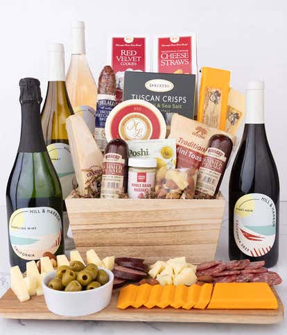 Hill & Harbor Wine & Gourmet Charcuterie Gift Basket