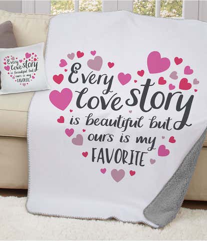 Every Love Story Sherpa Blanket & Pillow Set