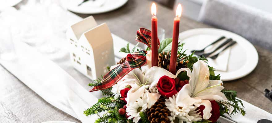 Christmas centerpiece on a holiday table